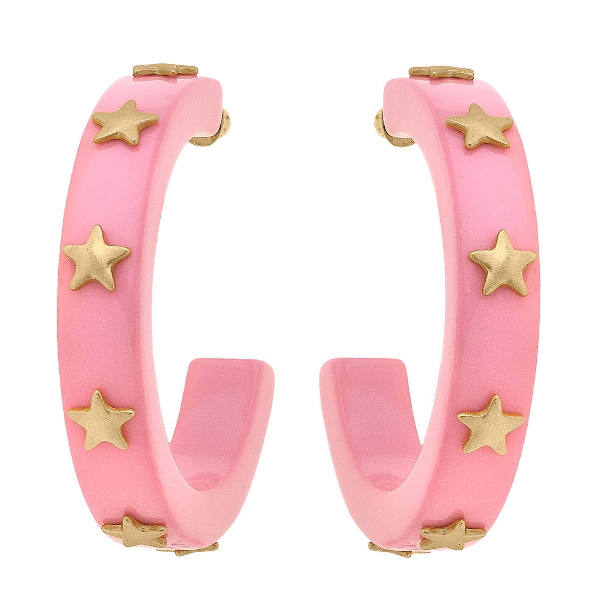 " Darla" Star Resin Hoop Earrings: Pink