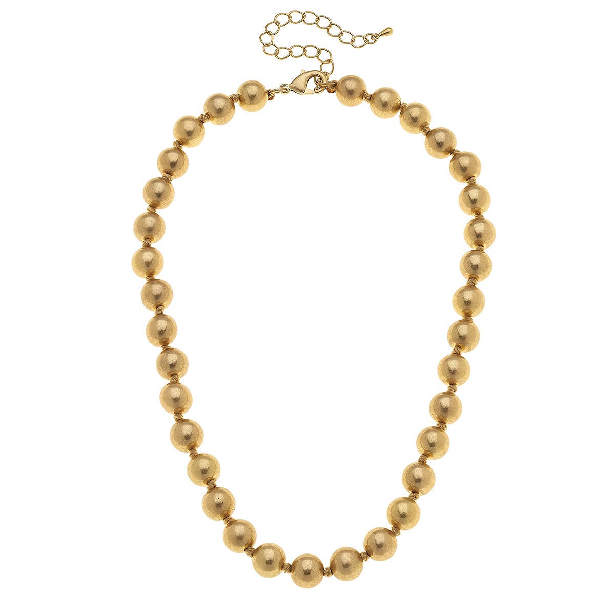 Chloe 10MM Hand-Knotted Ball Bead Necklace in Worn Gold