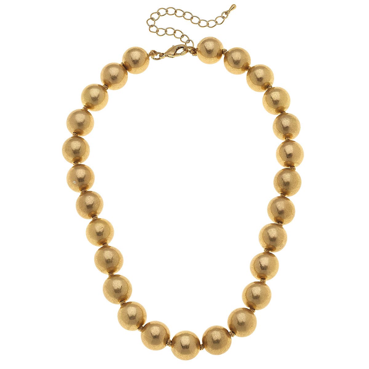 Eleanor 14MM Hand-Knotted Ball Bead Necklace in Worn Gold
